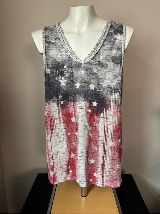 Maurices Tops - Maurices Red, White & Blue Star-Print V-Neck Tank Size Medium